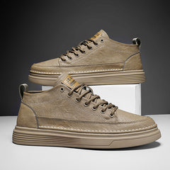 Men's PU Leather Skate Shoes Lace up Sneakers Casual Walking Shoes