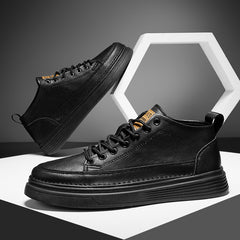 Men's PU Leather Skate Shoes Lace up Sneakers Casual Walking Shoes