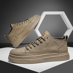 Men's PU Leather Skate Shoes Lace up Sneakers Casual Walking Shoes