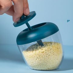Japanese Style Round Seasoning Jar with Spoon and Lid
