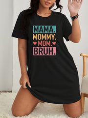 Casual Lounge Dress Women's Plus Short Sleeve Nightdress