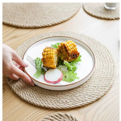 1pc Ramie Woven Table Mat Insulated Kitchen Tabletop Mat