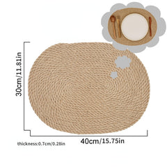 1pc Ramie Woven Table Mat Insulated Kitchen Tabletop Mat