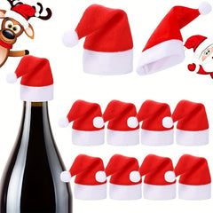 10pcs Mini Santa Hats Christmas Tableware Sets Holiday Party Decorations