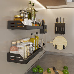 Large Wall Kitchen Rack Seasoning Bottle Spoon Storage Shelf