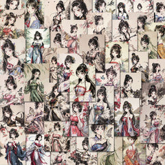 54pcs Ink Painting Girl Stickers Waterproof Vinyl Sticker For Water Bottle