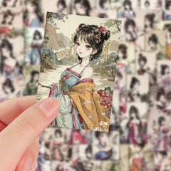 54pcs Ink Painting Girl Stickers Waterproof Vinyl Sticker For Water Bottle