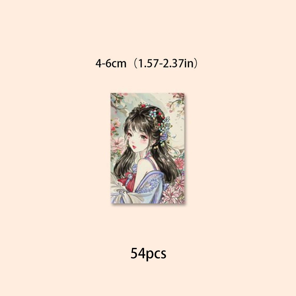 54pcs Ink Painting Girl Stickers Waterproof Vinyl Sticker For Water Bottle