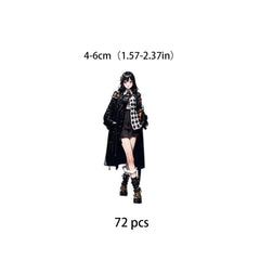 72pcs Girls' Outfits Stickers Waterproof Vinyl Sticker For Water Bottle Laptops