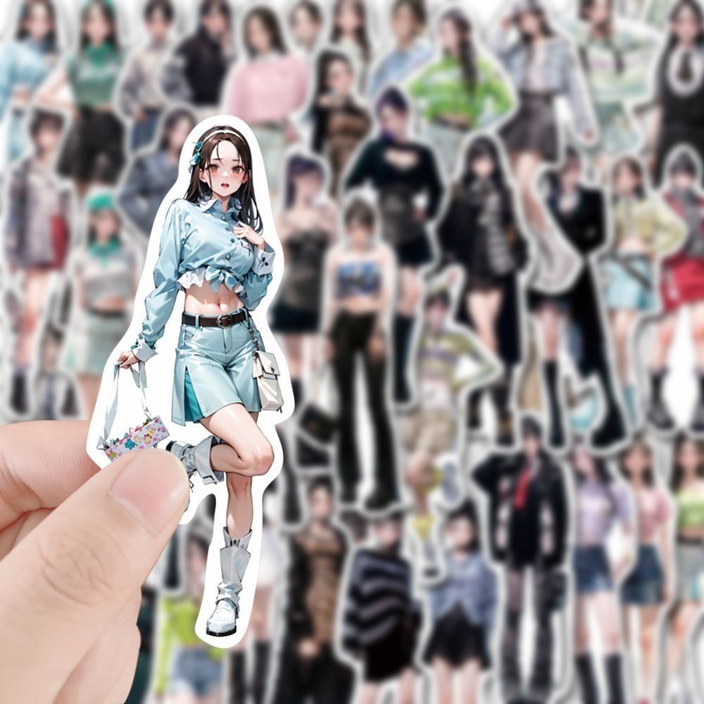 72pcs Girls' Outfits Stickers Waterproof Vinyl Sticker For Water Bottle Laptops
