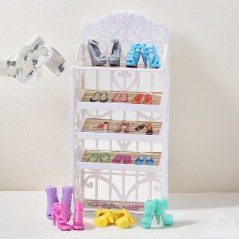 Doll Shoe Racks & 12 Pairs Shoes Set for 29-21 cm Girl Dolls