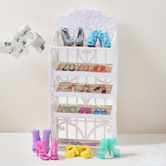 Doll Shoe Racks & 12 Pairs Shoes Set for 29-21 cm Girl Dolls