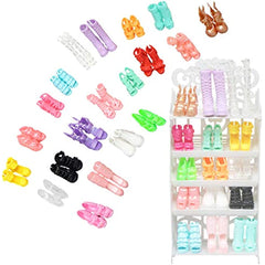 Doll Shoe Racks & 12 Pairs Shoes Set for 29-21 cm Girl Dolls