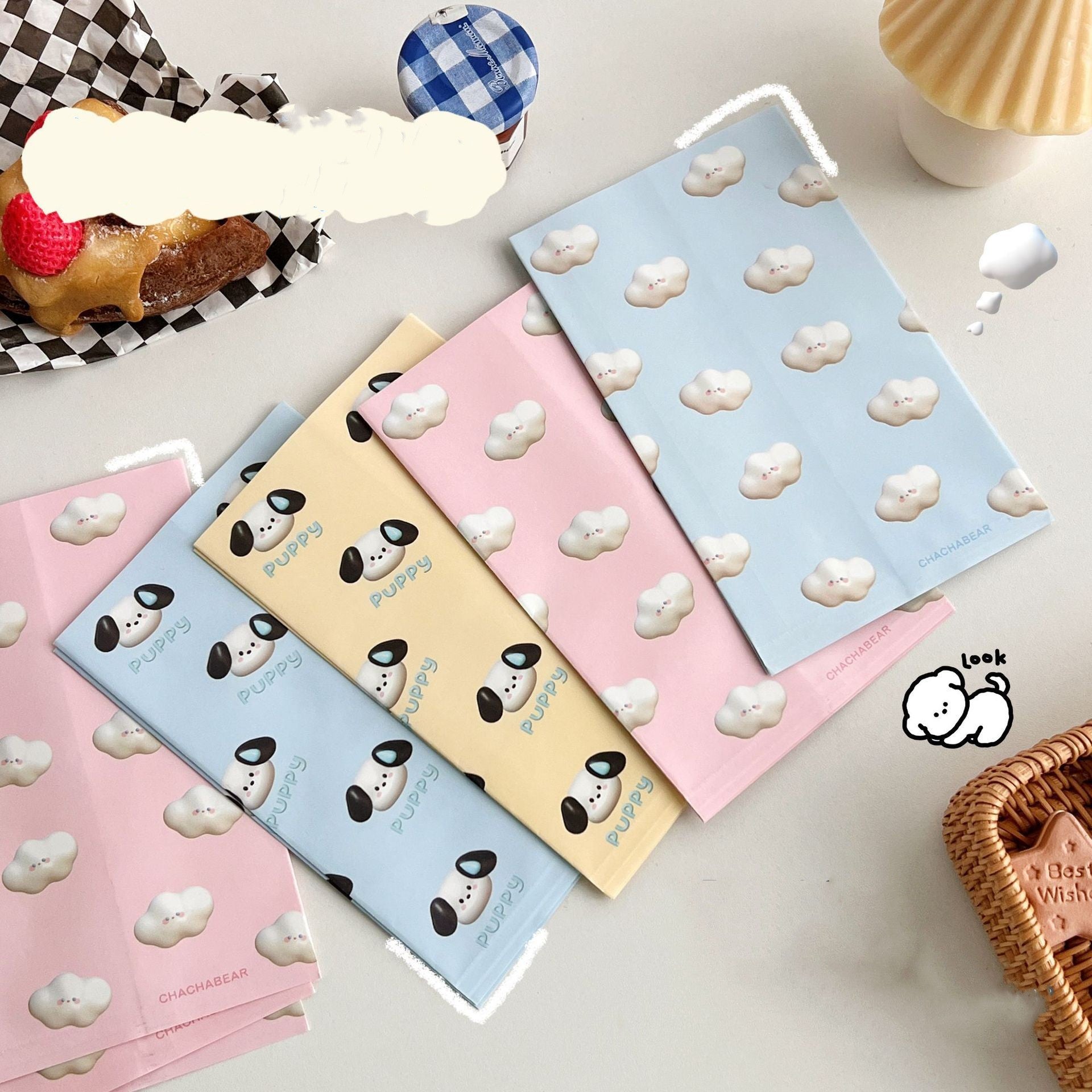 10pcs Cartoon Pattern Gift Paper Bag Girl Heart Snack Ziplock Packaging