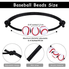 12 Baseball Charm Wristbands Adjustable Sports Ball Bracelets
