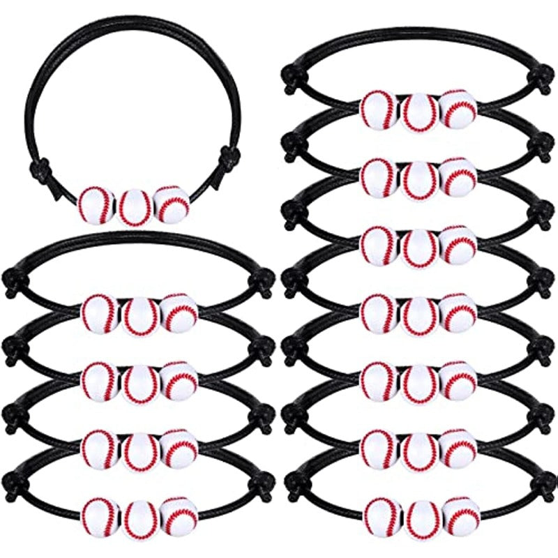 12 Baseball Charm Wristbands Adjustable Sports Ball Bracelets