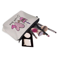 Coffee Heart Cosmetic Bag Sweet Time Letter Print Small Makeup Organizer