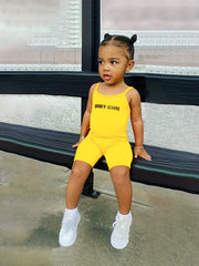 Girls Letter Graphic Cami Romper Casual Sports Jumpsuit Kids Summer Clothes