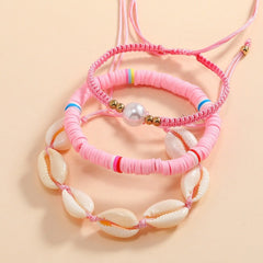 3pcs Seashell Clay Beads Bracelet Set Ocean Style Hand Ornament