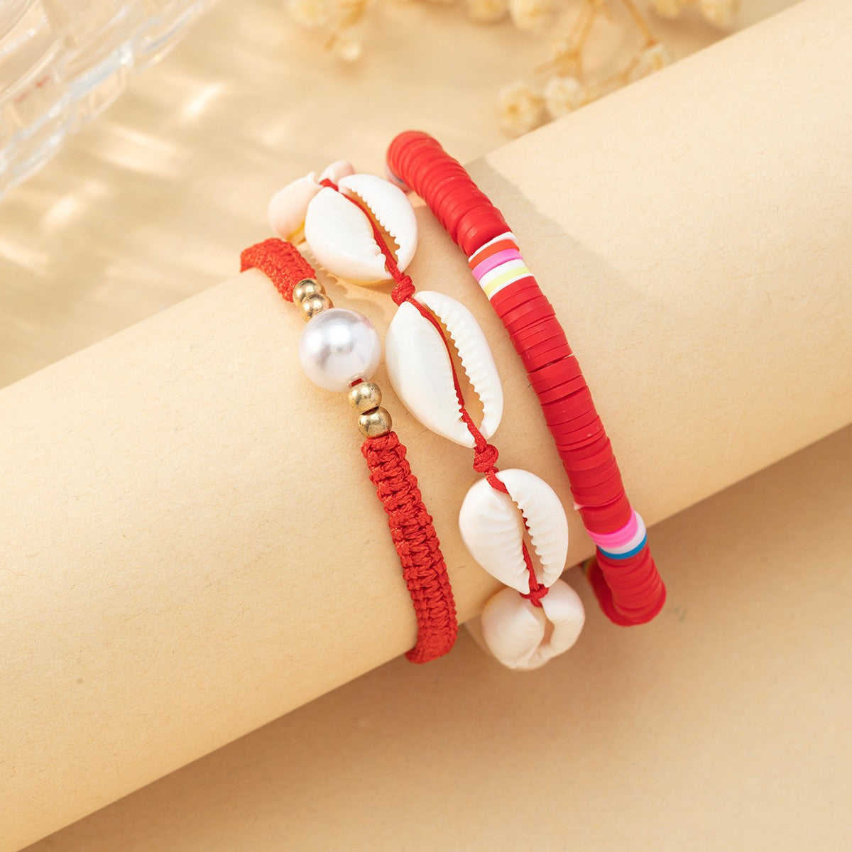 3pcs Seashell Clay Beads Bracelet Set Ocean Style Hand Ornament