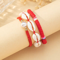3pcs Seashell Clay Beads Bracelet Set Ocean Style Hand Ornament