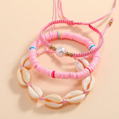 3pcs Seashell Clay Beads Bracelet Set Ocean Style Hand Ornament