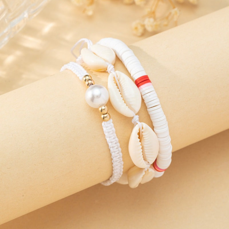 3pcs Seashell Clay Beads Bracelet Set Ocean Style Hand Ornament