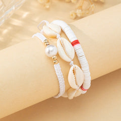 3pcs Seashell Clay Beads Bracelet Set Ocean Style Hand Ornament