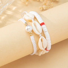 3pcs Seashell Clay Beads Bracelet Set Ocean Style Hand Ornament