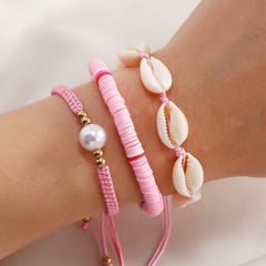 3pcs Seashell Clay Beads Bracelet Set Ocean Style Hand Ornament