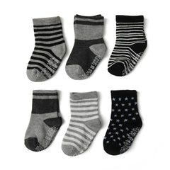 12 Pairs Baby Boys Striped Anti-skid Crew Socks