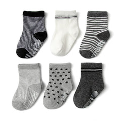 12 Pairs Baby Boys Striped Anti-skid Crew Socks