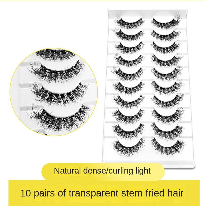 10 Pairs Fluffy False Eyelashes Curly Faux Mink Lashes Natural Volume