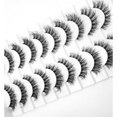 10 Pairs Fluffy False Eyelashes Curly Faux Mink Lashes Natural Volume