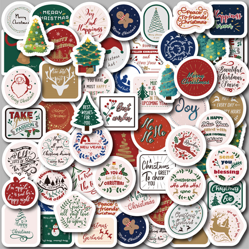 50pcs Christmas Waterproof Vinyl Stickers for Water Bottle Laptops Phones