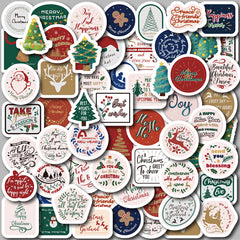 50pcs Christmas Waterproof Vinyl Stickers for Water Bottle Laptops Phones