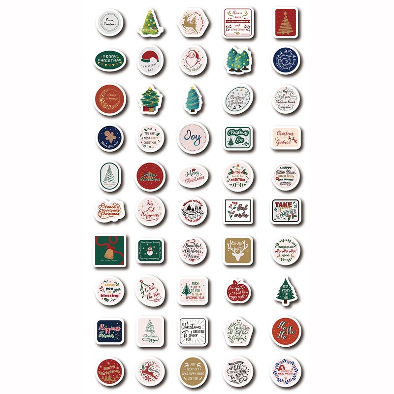 50pcs Christmas Waterproof Vinyl Stickers for Water Bottle Laptops Phones