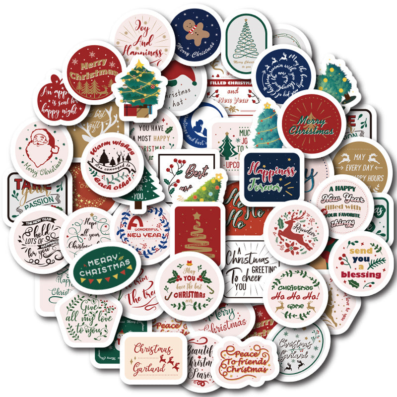50pcs Christmas Waterproof Vinyl Stickers for Water Bottle Laptops Phones
