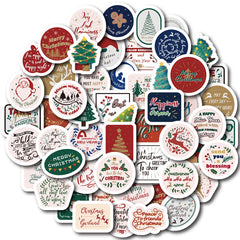 50pcs Christmas Waterproof Vinyl Stickers for Water Bottle Laptops Phones