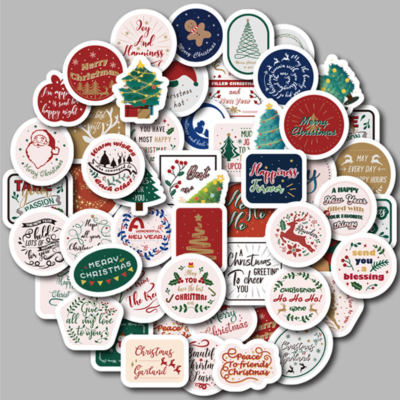 50pcs Christmas Waterproof Vinyl Stickers for Water Bottle Laptops Phones