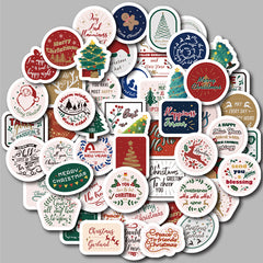 50pcs Christmas Waterproof Vinyl Stickers for Water Bottle Laptops Phones