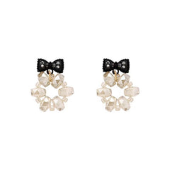 Bowknot Wreath Stud Earrings Crystal Hoop Vintage Ear Jewelry