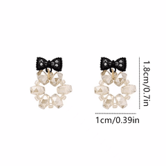Bowknot Wreath Stud Earrings Crystal Hoop Vintage Ear Jewelry