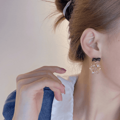 Bowknot Wreath Stud Earrings Crystal Hoop Vintage Ear Jewelry