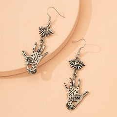 Retro Eye & Palm Drop Earrings Punk Rock Style Jewelry Gift For Girls