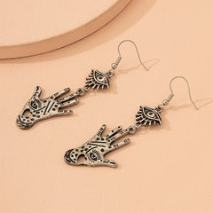 Retro Eye & Palm Drop Earrings Punk Rock Style Jewelry Gift For Girls