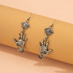 Retro Eye & Palm Drop Earrings Punk Rock Style Jewelry Gift For Girls