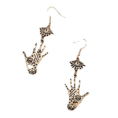 Retro Eye & Palm Drop Earrings Punk Rock Style Jewelry Gift For Girls