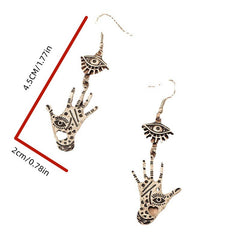 Retro Eye & Palm Drop Earrings Punk Rock Style Jewelry Gift For Girls