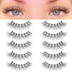5 Pairs Cat Eye Lashes Wispy Natural Look D Curl 10 18mm